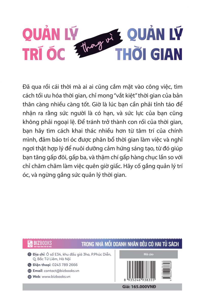 Quản lý trí óc thay vì quản lý thời gian